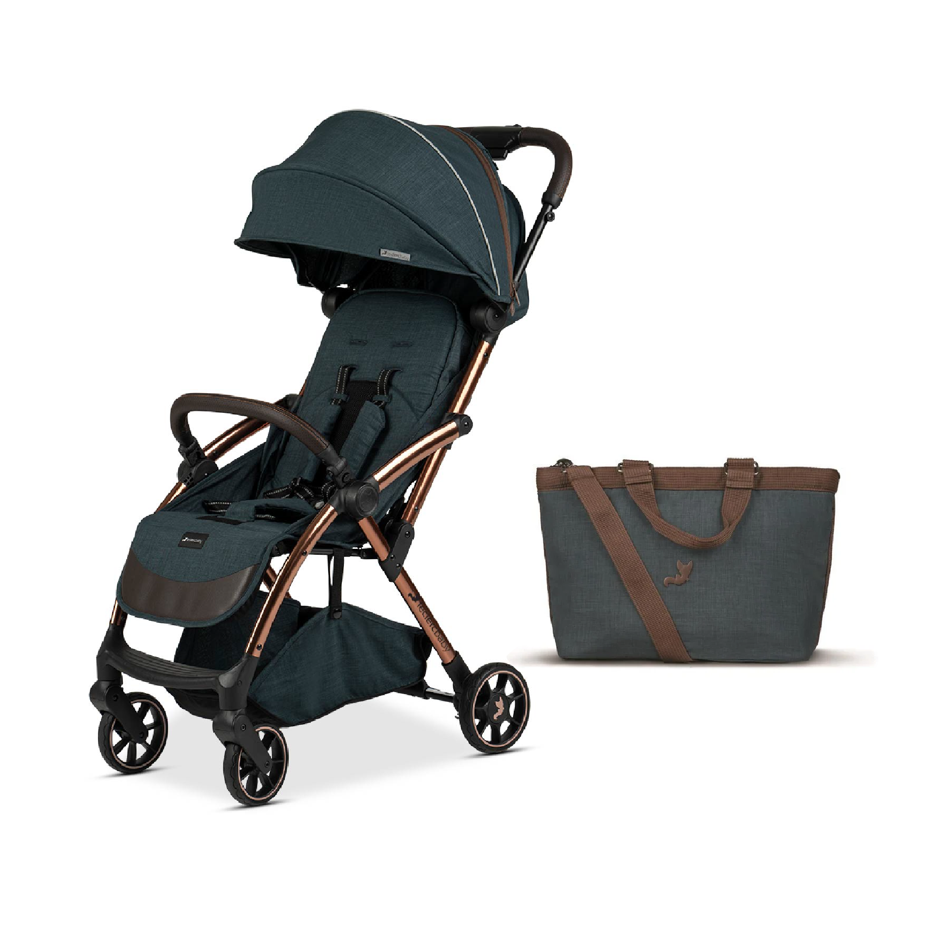 Leclercbaby Influencer Air Stroller - Denim Blue with Denim Blue Diaper bag